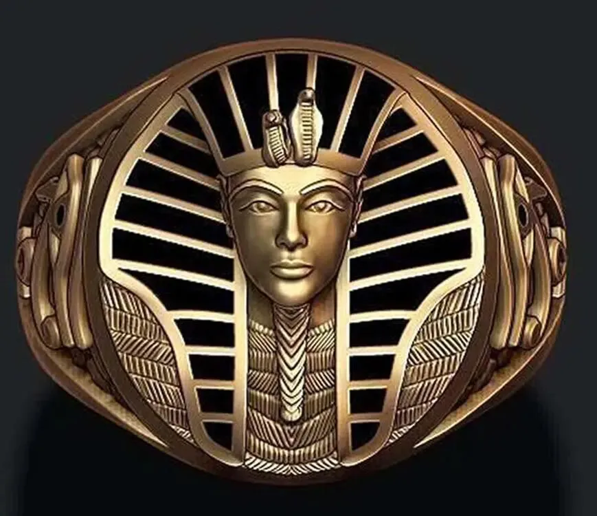 Vintage Egyptian Green Pharaoh Portrait Ring