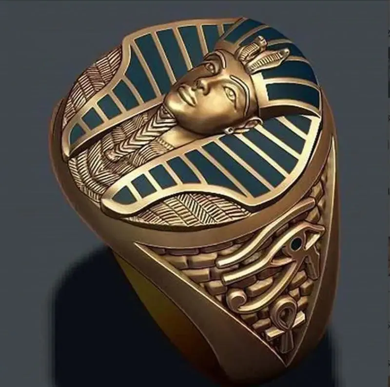 Vintage Egyptian Green Pharaoh Portrait Ring