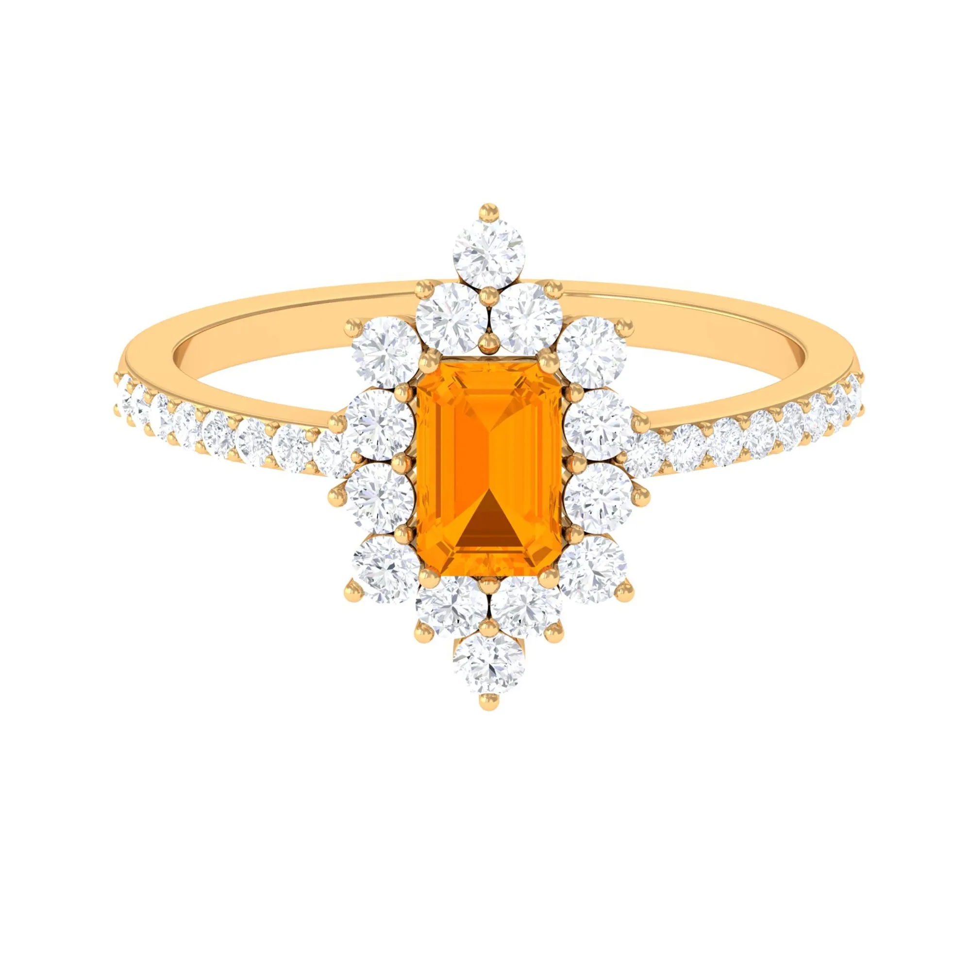 Vintage Fire Opal and Diamond Halo Engagement Ring