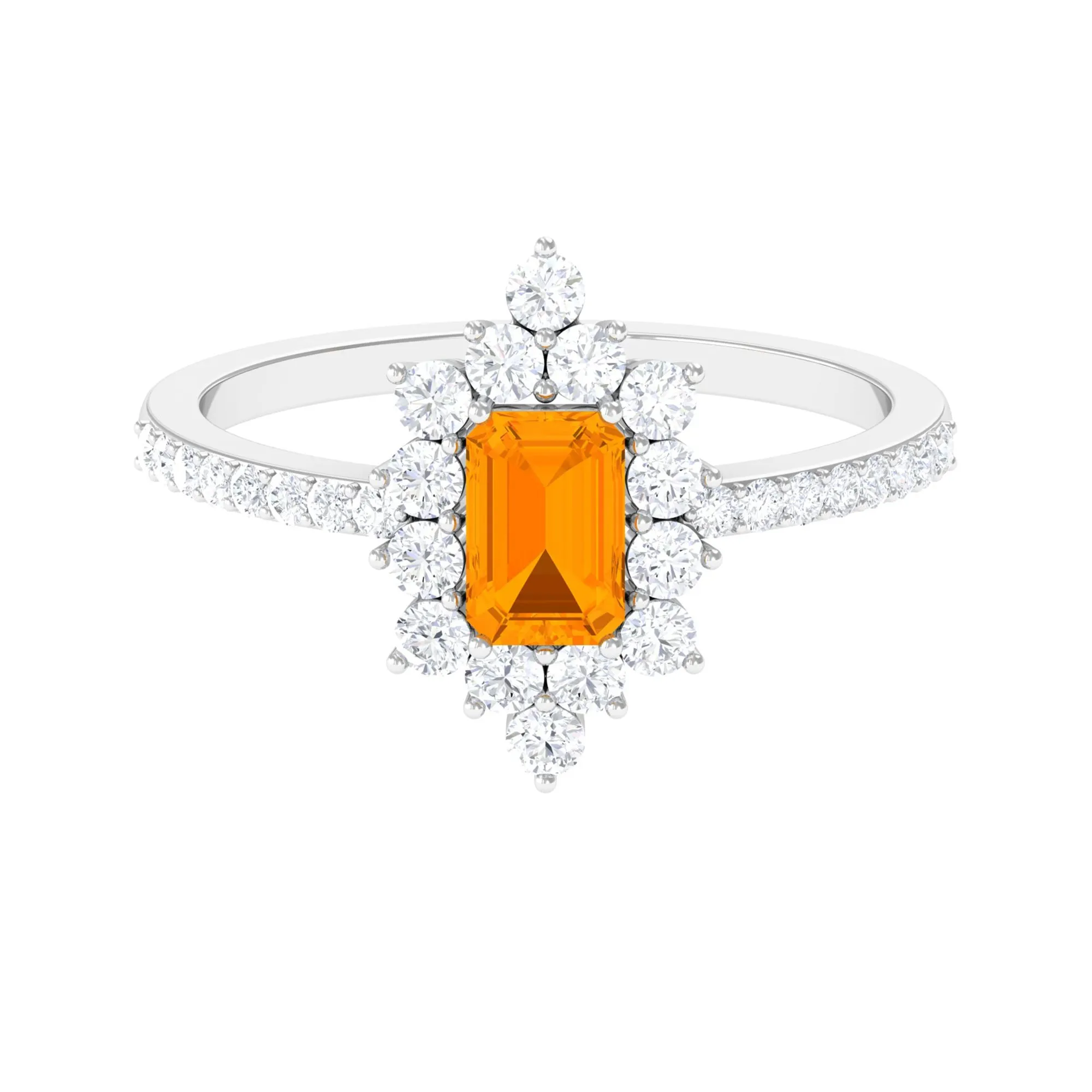 Vintage Fire Opal and Diamond Halo Engagement Ring