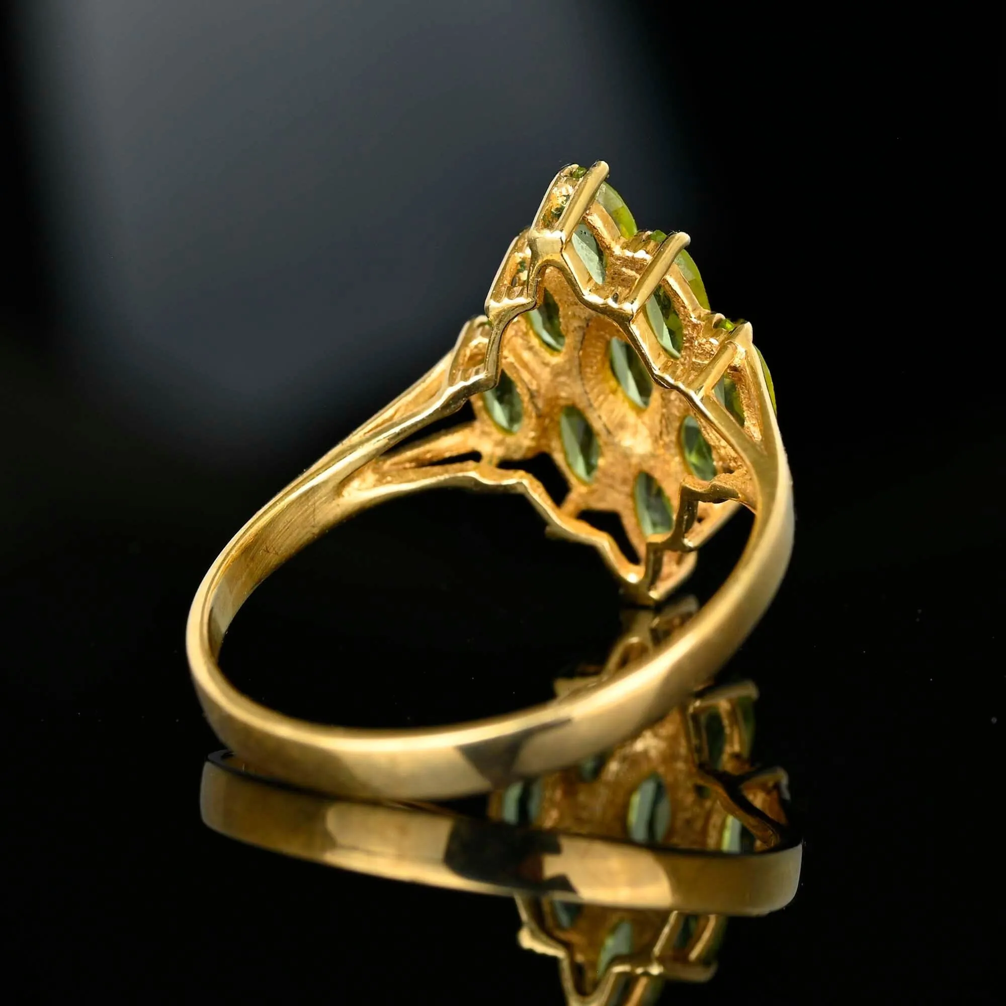 Vintage Gold Peridot Cluster Cocktail Ring