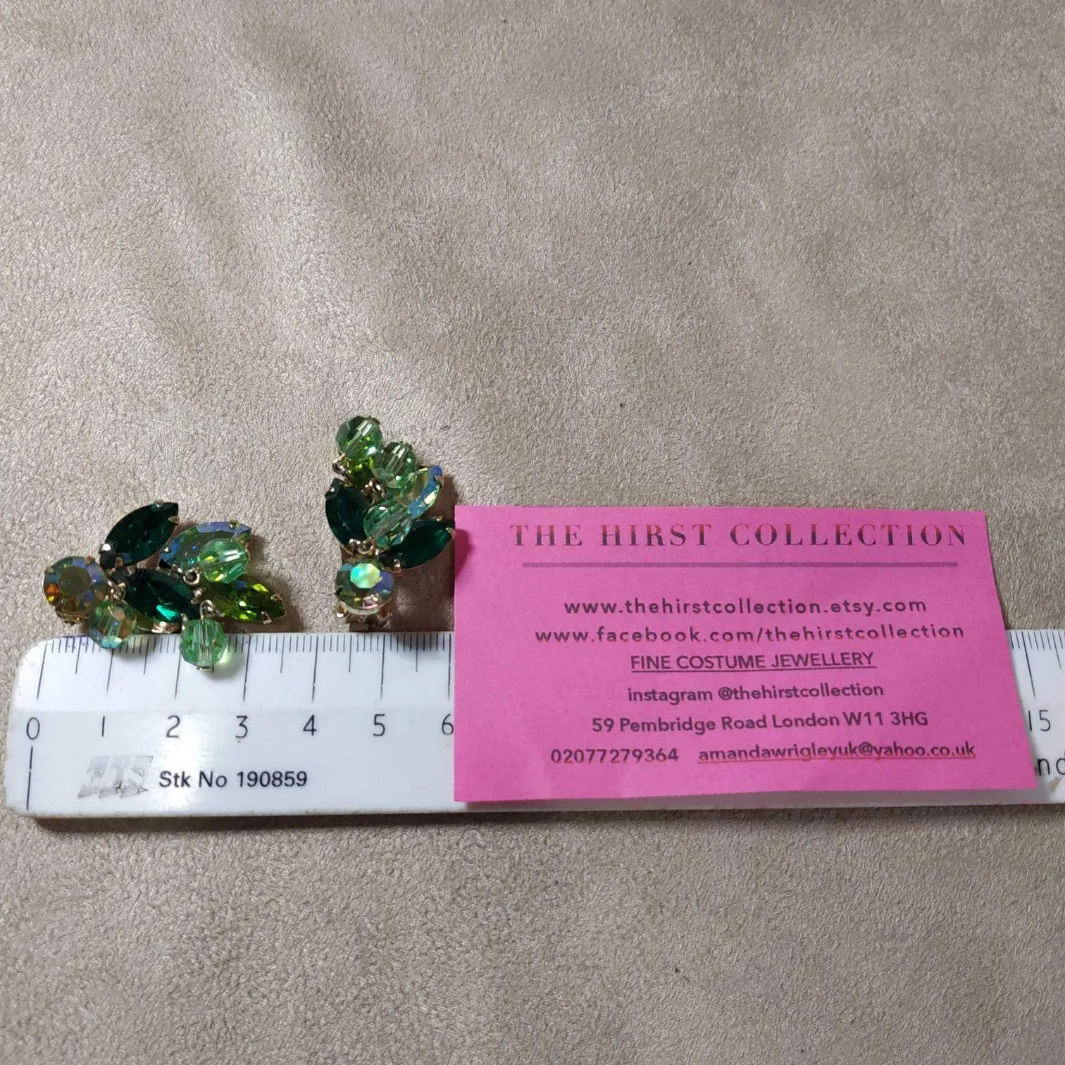 Vintage Kramer Earrings Green Crystal Clip On