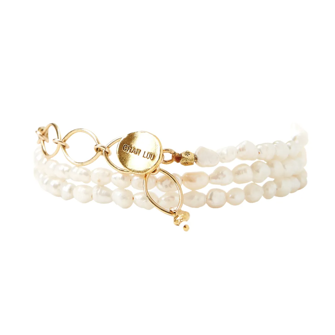 Vintage White Pearl Naked Wrap Bracelet