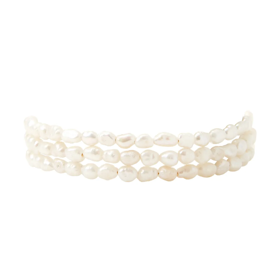 Vintage White Pearl Naked Wrap Bracelet