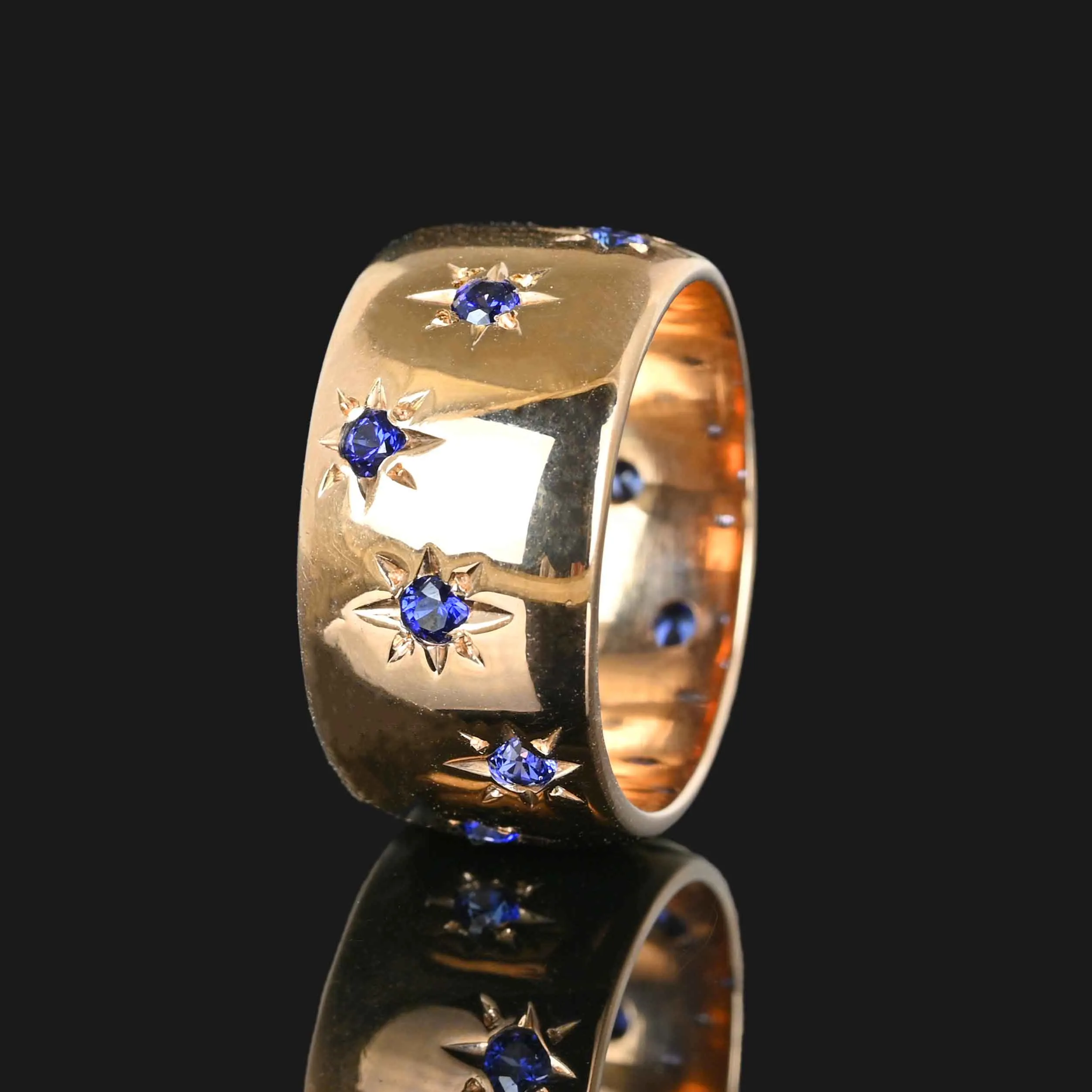 Vintage Wide .70 CTW Sapphire Band Ring in 14K Rose Gold