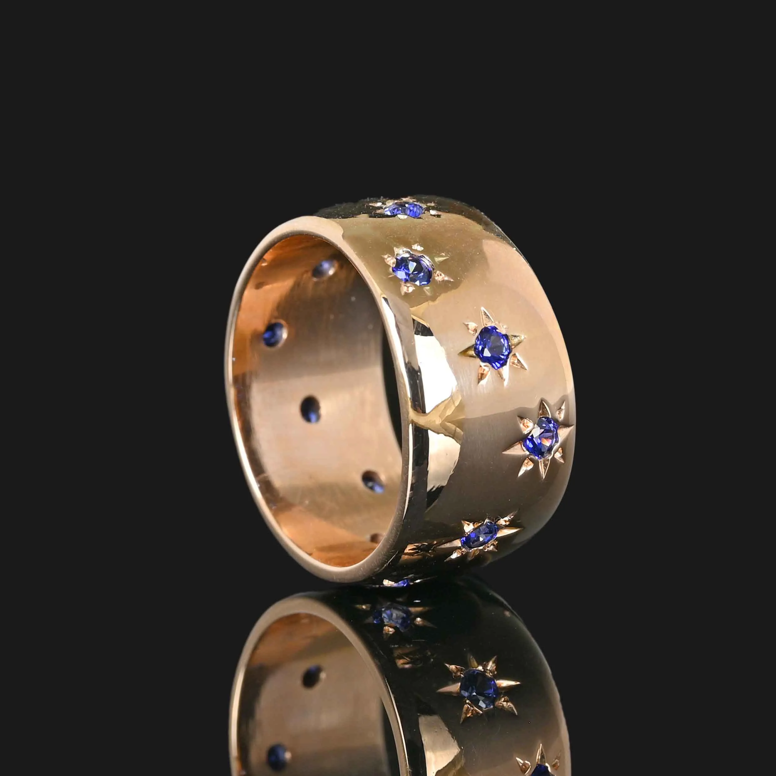 Vintage Wide .70 CTW Sapphire Band Ring in 14K Rose Gold