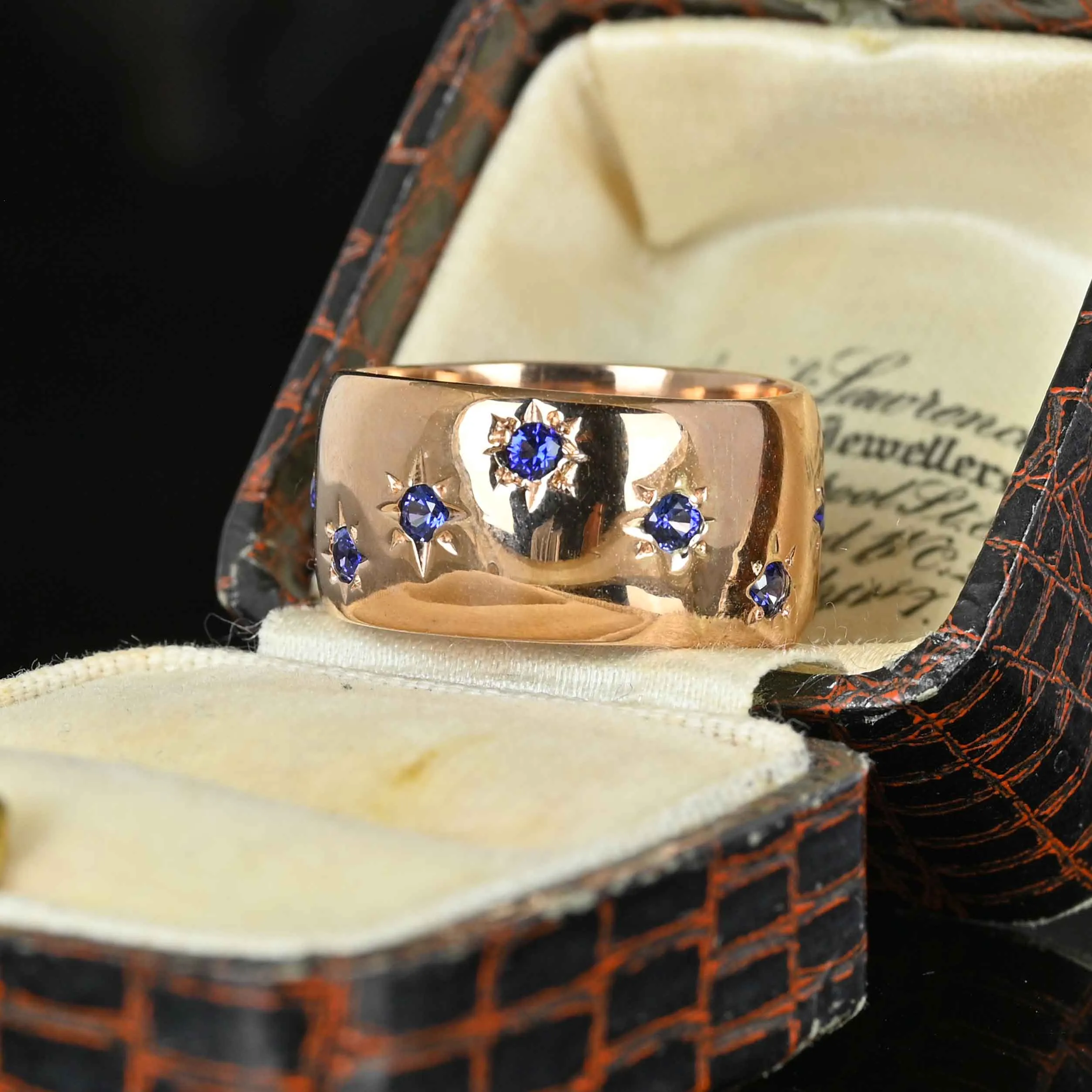 Vintage Wide .70 CTW Sapphire Band Ring in 14K Rose Gold