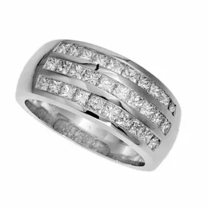 Wedding Band - 18-Karat White Gold And Princess Cut Diamond Ring