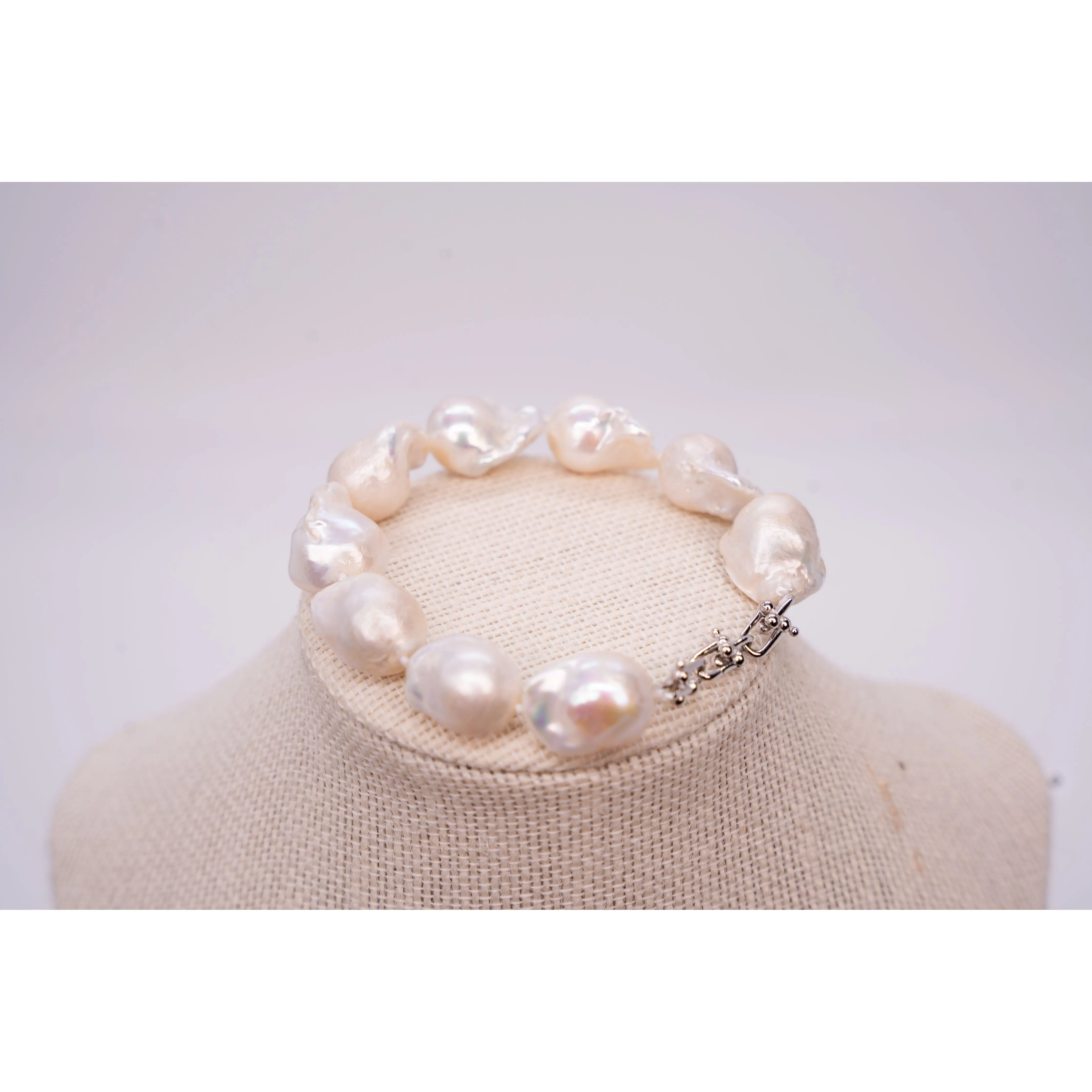 White Flameball Pearl Bracelet