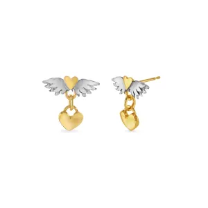 Winged Heart Drop Earrings