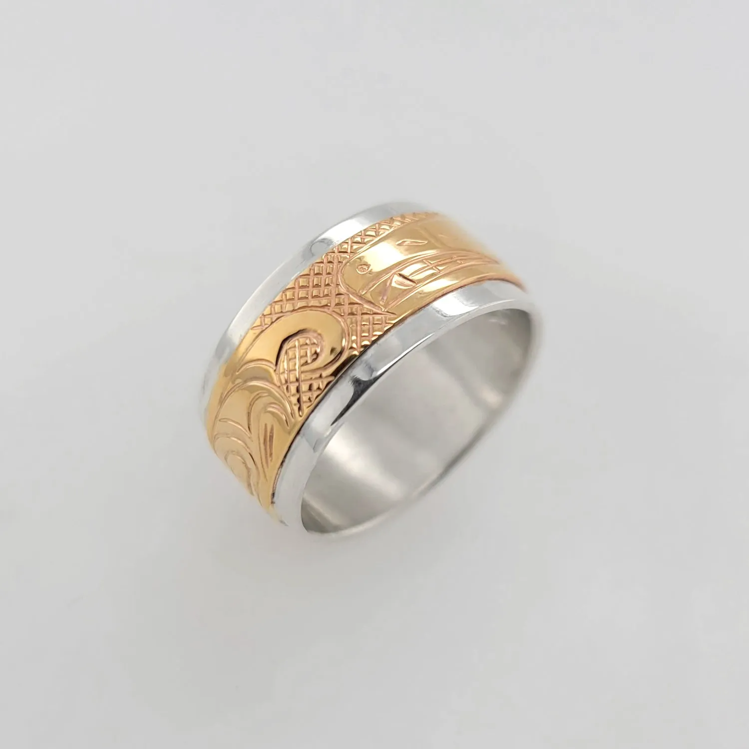 Wolf Silver with Gold Band