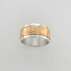 Wolf Silver with Gold Band