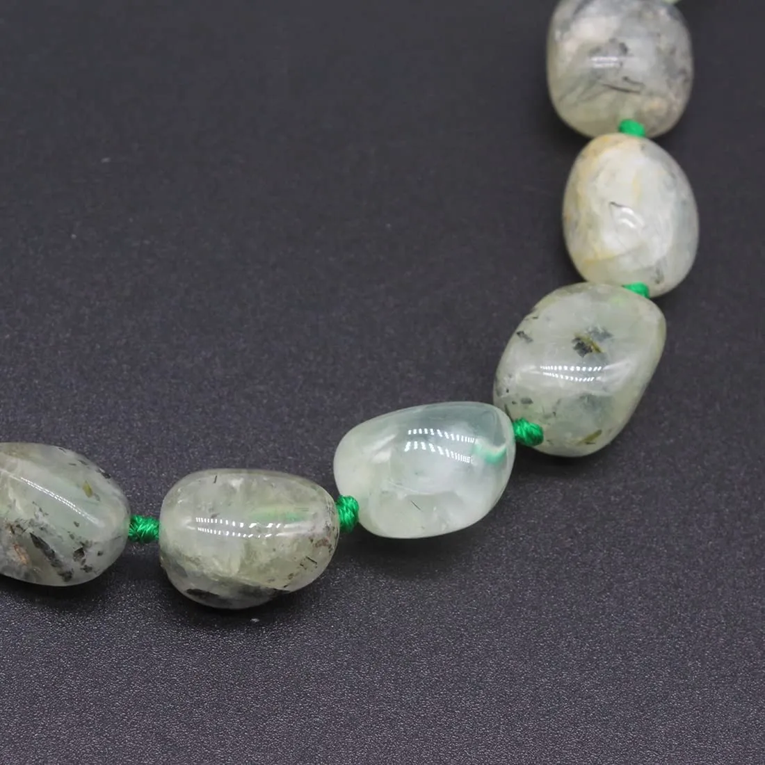 Women's Chunky Statement Beaded Necklace | Natural Green Prehnite Gemstone