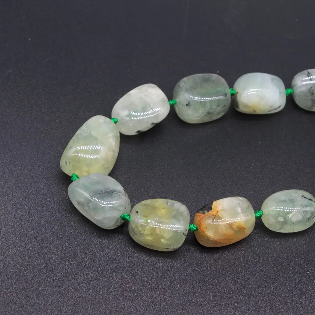 Women's Chunky Statement Beaded Necklace | Natural Green Prehnite Gemstone