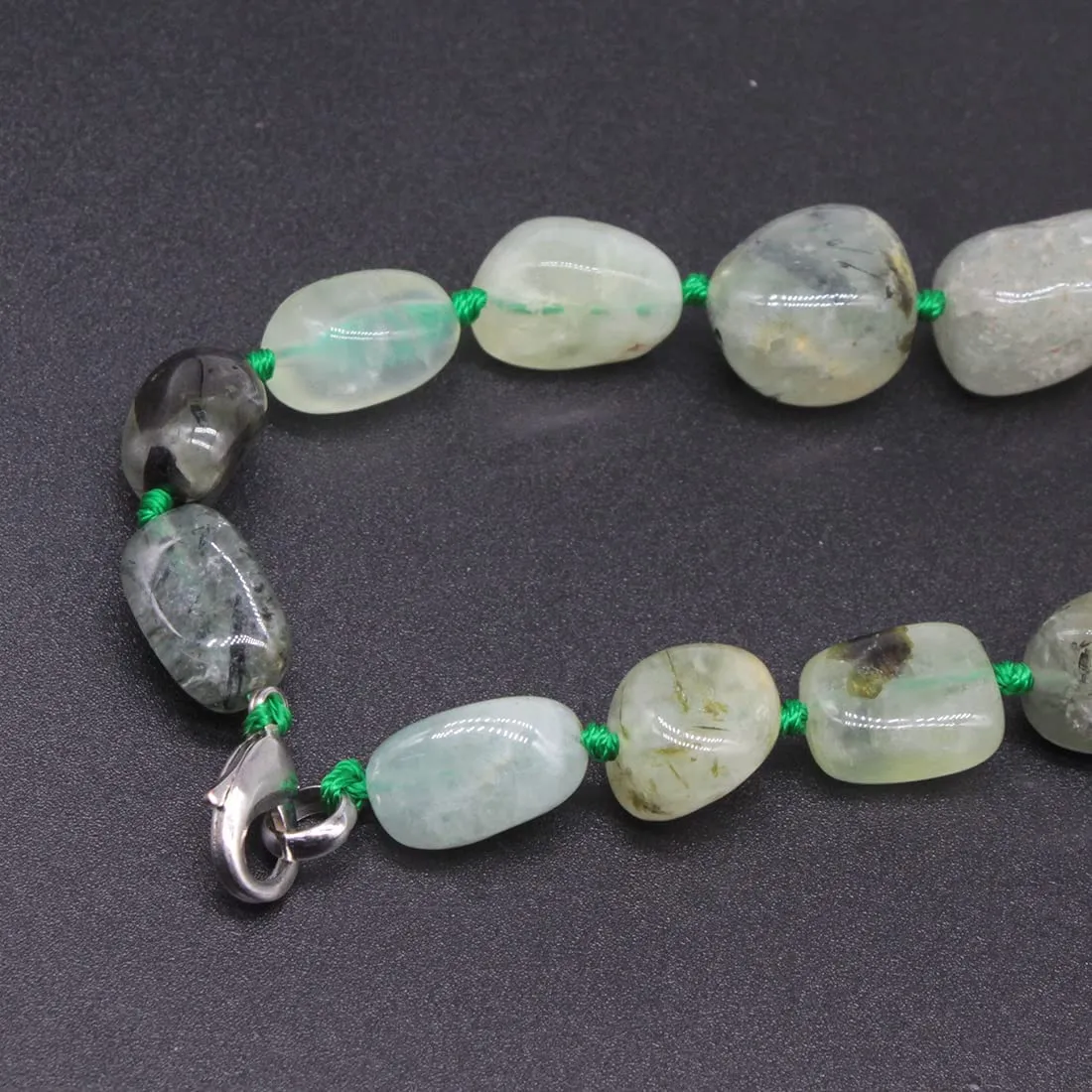 Women's Chunky Statement Beaded Necklace | Natural Green Prehnite Gemstone