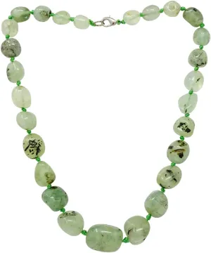 Women's Chunky Statement Beaded Necklace | Natural Green Prehnite Gemstone