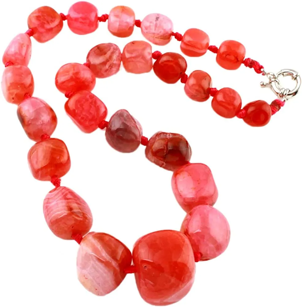 Women's Pink and Agate Gemstone Chunky Necklace