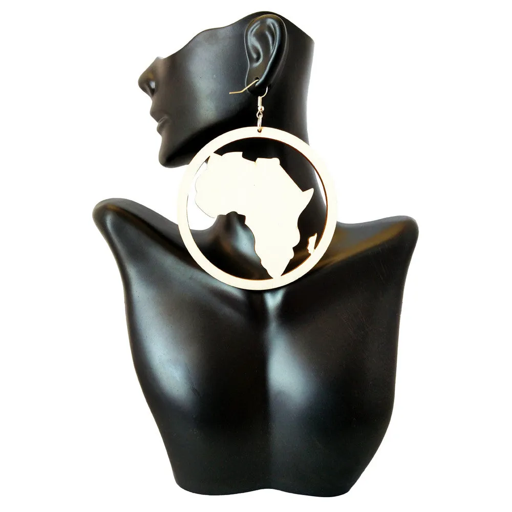 Wooden Map of Africa Hoop Earrings | Africa shaped | African | Natural hair | Afrocentric | jewelry