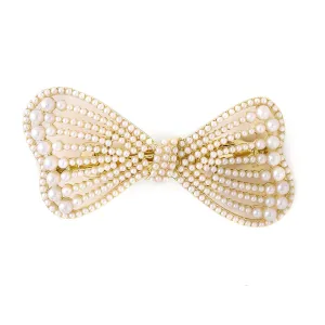 Yellow Chimes Hair Clips for Women Girls Barrette Hair Clips for Women Hair Accessories for Women Bow Clip for Women White Pearl French Barrette Hair Clips for Women and Girls Gift For Women & Girls