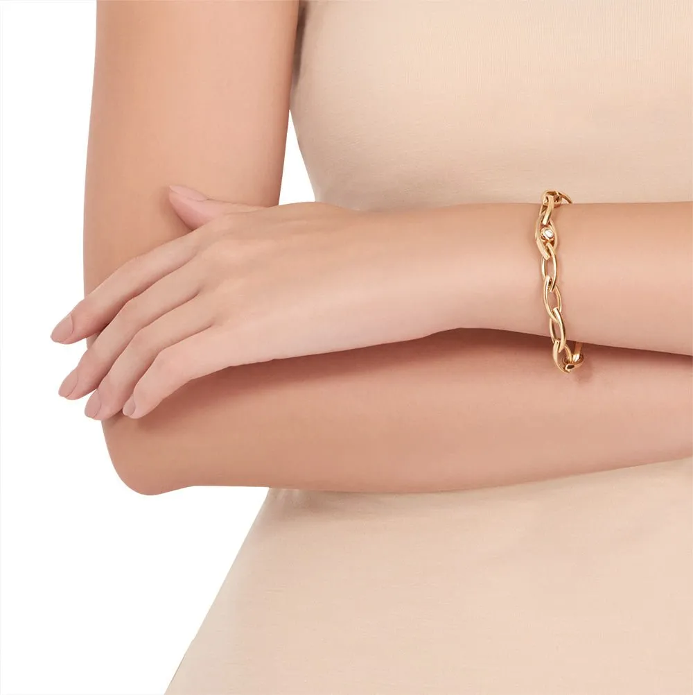 Yellow Gold Reflections Link Bracelet with White Diamonds