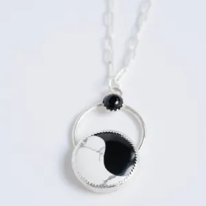 Ying Yang Peace Sign Necklace in Sterling Silver